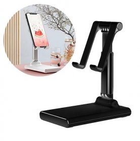 Teleskopický / nastavitelný stolní držák na tablet / mobilní telefon černý