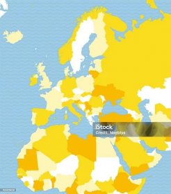 Politická mapa Evropy, Afriky a Blízkého východu. Politická mapa s hranicí států - Bez autorských poplatků Evropa vektorové obrázky