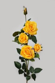Žlutá umělá růže trsová 97cm