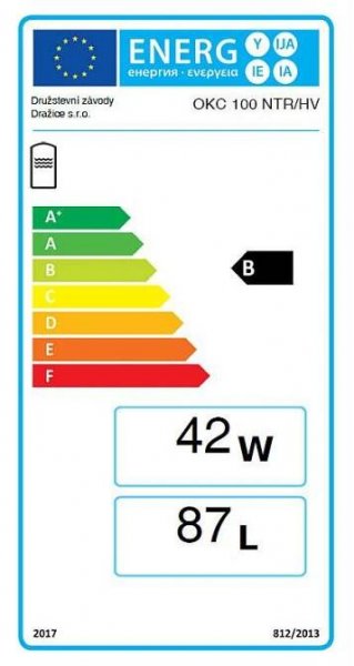 Dražice Ohřívač zásobníkový nepřímotopný, stacionární, horní vývod OKC 100 NTR/HV, 87 l, 524 x 902 mm