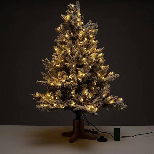 Luxusní vánoční 3D stromek jedle 200 LED Deluxe s třpytivým efektem zasněžený 90 cm