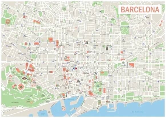 Barcelona mapa. — Ilustrace