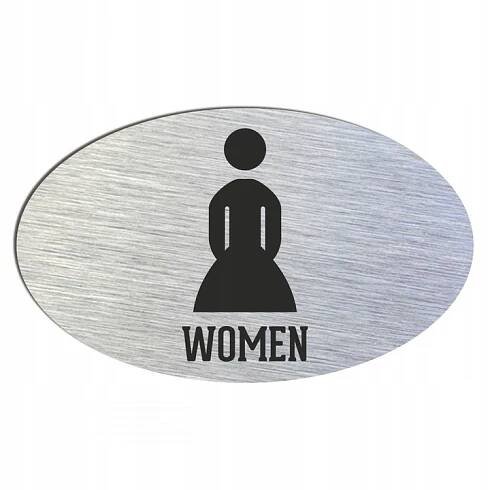 Stříbrná cedulka ovál WC women 12x7,5 cm