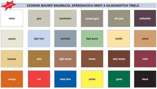 Vzorník Baumit Baumacol spárovacích hmot a silikonových tmelů 2012