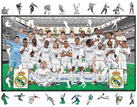 Dřevěné puzzle Real Madrid FC, tým 2024/25, 270 ks
