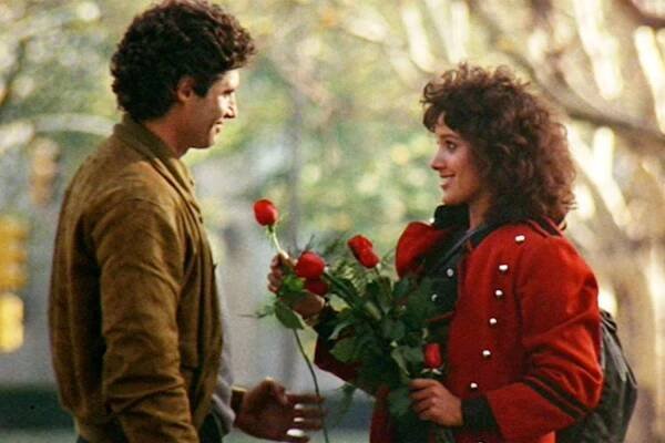 The movie "Flashdance", directed by Adrian Lyne. Seen here from left, Michael Nouri as Nick Hurley and Jennifer Beals as Alex Owens. Initial theatrical release April 15, 1983. Screen capture. Paramount Pictures.