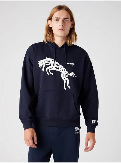 Černá unisex vzorovaná mikina s kapucí Wrangler