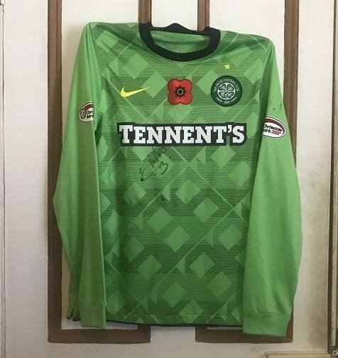 Celtic FC SPL Emilio Izaguirre Match Worn Poppy Shirt | Comrade Party Panda's Jersey Collection