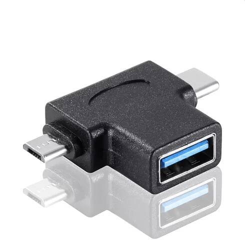 PremiumCord Adaptér USB3.0 female na dva konektory USB-C/male + micro USB B/male | KRUP