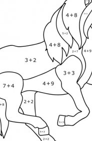 Omalovánka Islandský kůň - Matematická Omalovánka - Sčítání pro děti