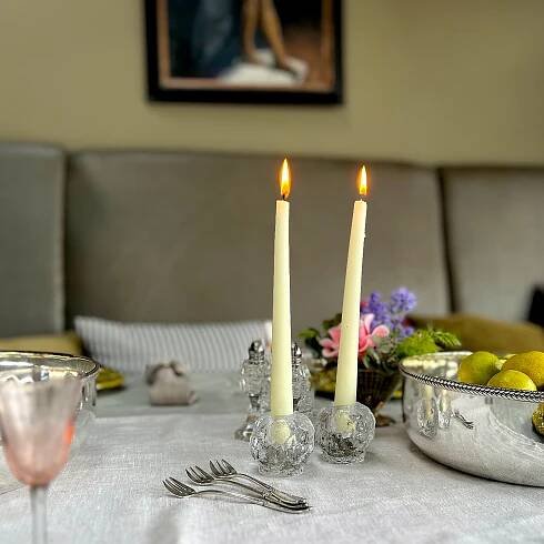 Crystal Candle Holders Scandinavian Mid Century