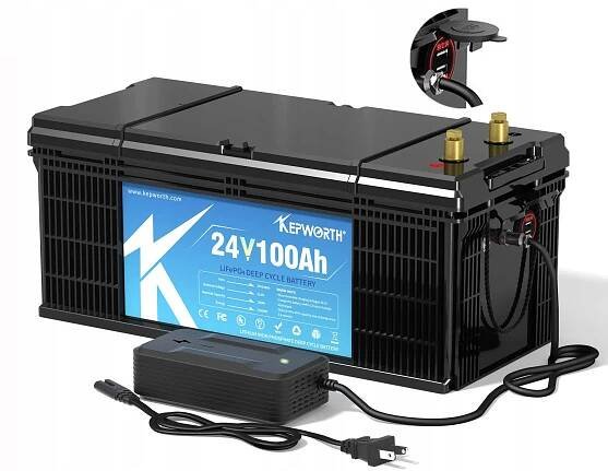 Akumulátor LiFePO4 KEPWORTH 24V 100Ah + Nabíječka + USB 525*230*220 mm