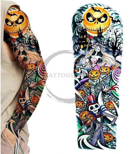 Tetování rukáv na Halloween dýně kostlivec.
