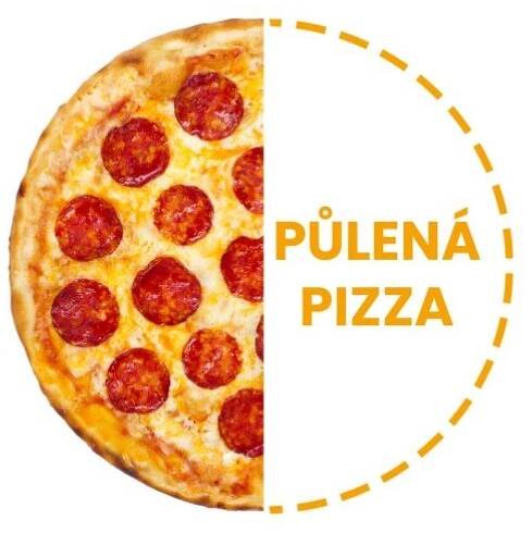 50 cm 50 cm Půlená pizza - rajčatový základ