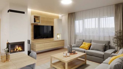 Obývací pokoj s kuchyní a jídelnou – Dobrovice – AITUTAKI design – návrhy interiérů