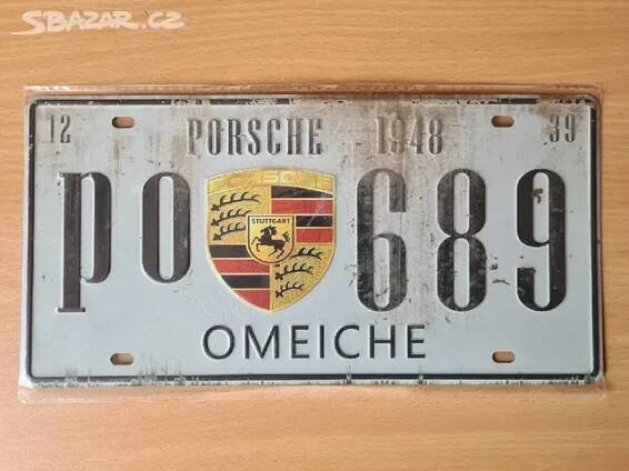 Plechová cedule styl SPZ USA-PORSCHE