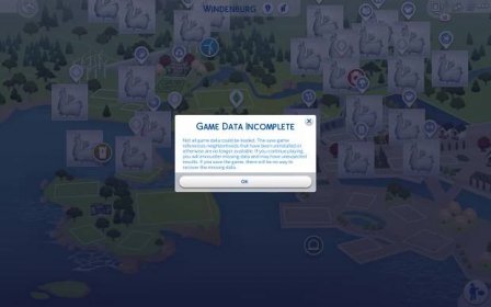 Game Data Incomplete, grey llamas, red and white sims, broken textures