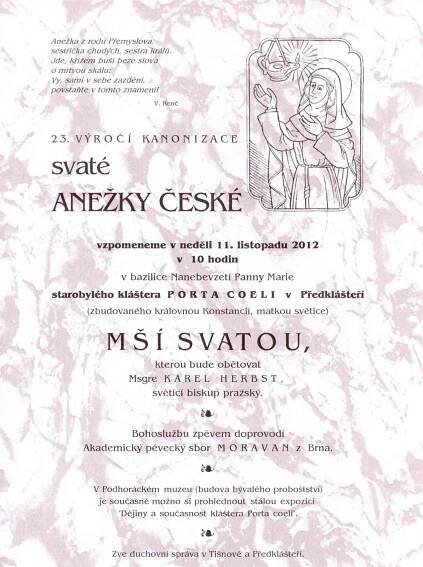 Mše k 23. výročí kanonizace sv. Anežky České - Radio Proglas