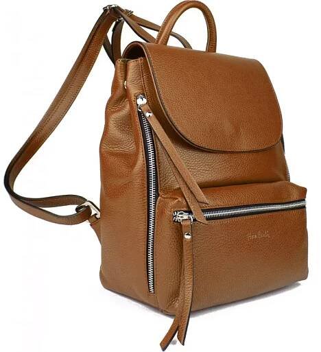 PIERRE CARDIN Dámský kožený batoh Carla Camel