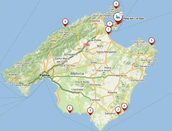 nejhezčí pláže Mallorca mapa
