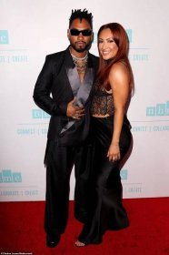 Striking a pose: Raisa spent time of the red carpet with singer Miguel