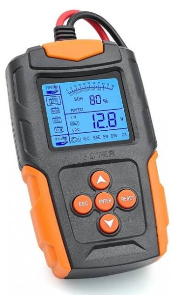 FOXSUR 12V 24V Tester autobaterií 12V/24V analyzátor baterií FBT-200 pro mokré/GEL/SLA/zaplavené/EFB/olověné/AGM