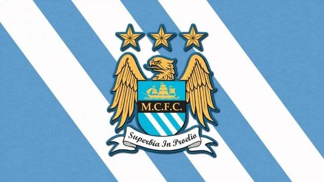 Blue And White Diagonal Stripe Manchester City FC Wallpaper