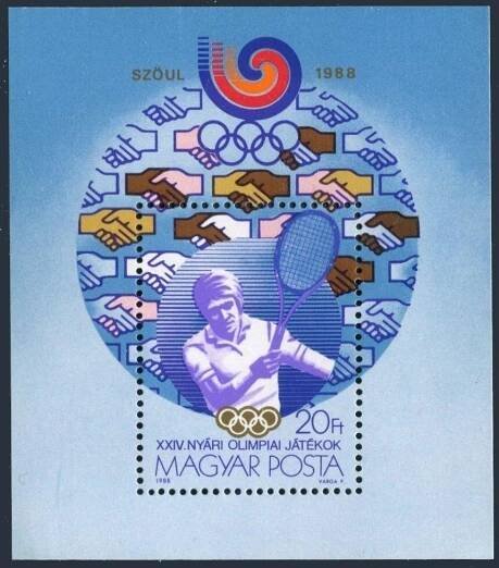 Maďarsko 1988 Známky aršík 198 ** sport Olympiáda olympijské hry tenis - Známky Evropa