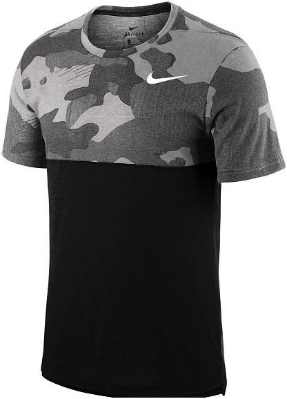 Pánské funkční tričko s krátkým rukávem Nike M DF TOP SS HPR DRY CAMO černé | AD Sport