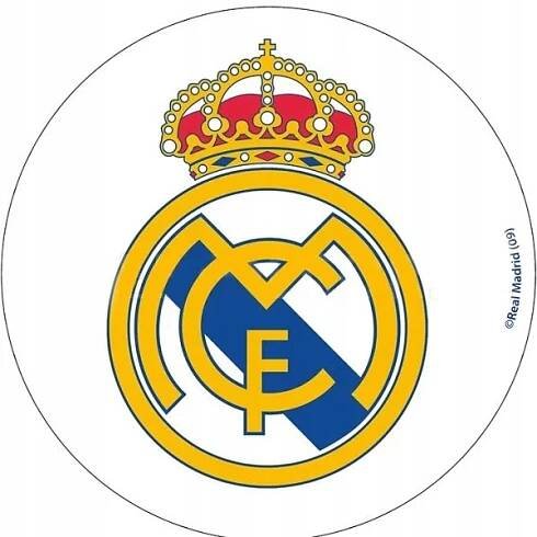Oplatek na dort FCM Real Madrid 21 cm 1 ks FOTBAL HERB LOGO OZDOBA