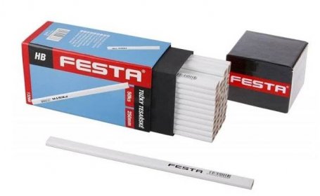 Tužka tesařská HB, 250 mm, bílý lak, v krabičce, FESTA