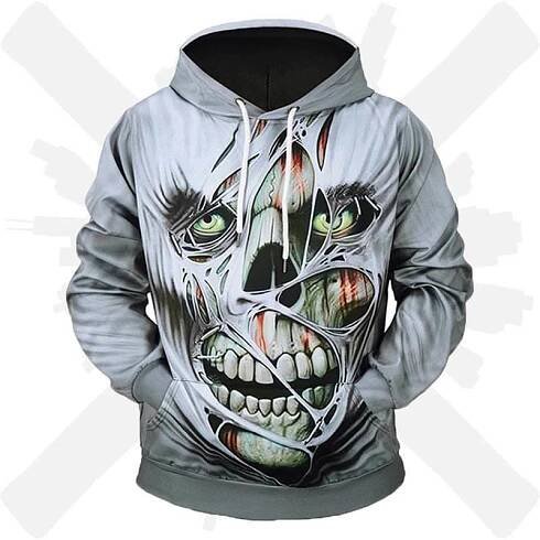 Mikina 3D Lebka » CreepyShop.cz