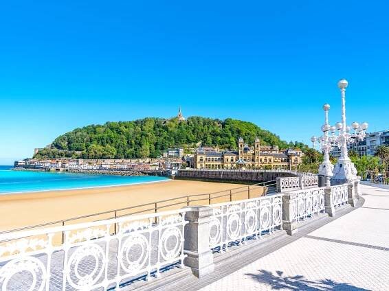 Seaside boardwalk in San Sebastian, Spain