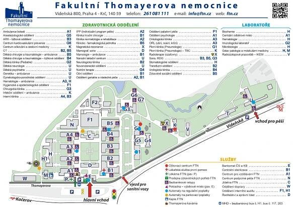 Mapa areálu FTN | Fakultní Thomayerova nemocnice