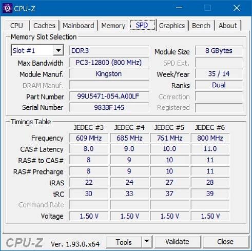 CPU-Z, SPD
