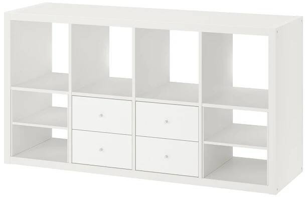 KALLAX policový díl, se 4 zásuvkami/se 2 vložkami do police bílá, 147x77 cm - IKEA