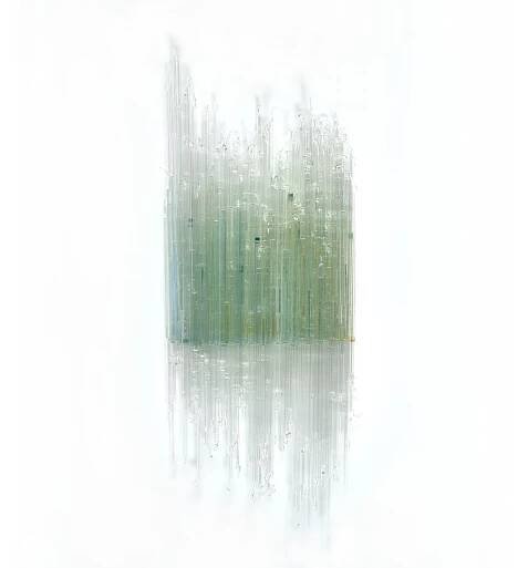   Experiments in Fluid Photography 7.    Silver nanoprisms, silver nanospheres, glass capillaries. 4.5 x 3 inches, 2009. 