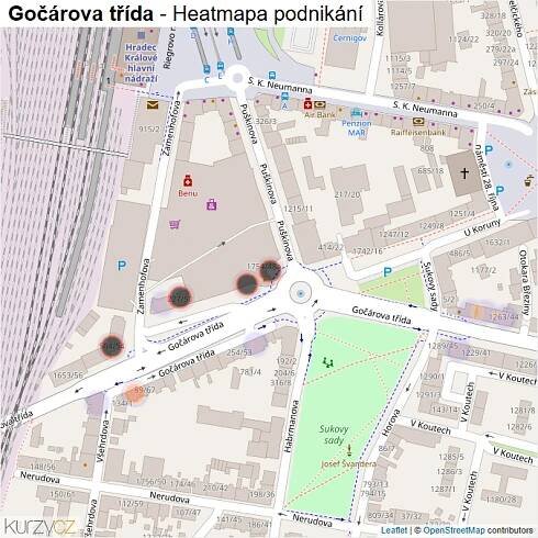 Mapa Gočárova třída - Firmy v ulici.