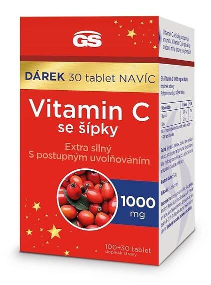 GS Vitamin C 1000 se šípky 100+30 tablet dárkové balení 2023