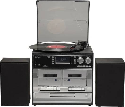 Denver MRD-166 stereo systém DAB+, gramofón, SD, FM, USB, funkce nahrávání 2 x 2 W černá