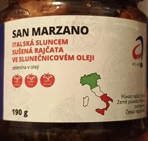 Italská slunce sušená rajčata ve slunečnicovém oleji SAN MARZANO