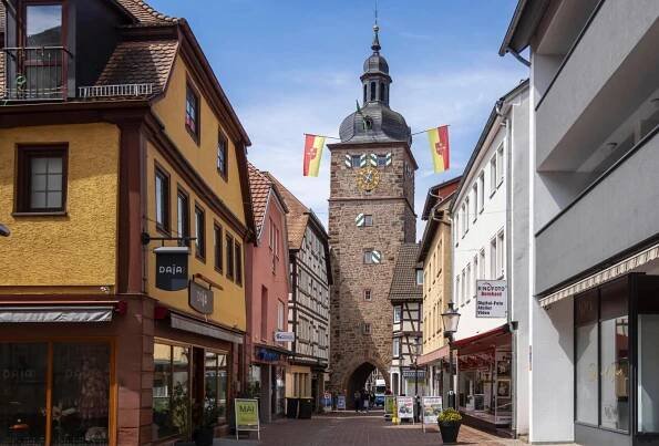 Stadtturm von Buchen im Odenwald, Torturm des einstigen Mainzer Tor, Baden-Württemberg