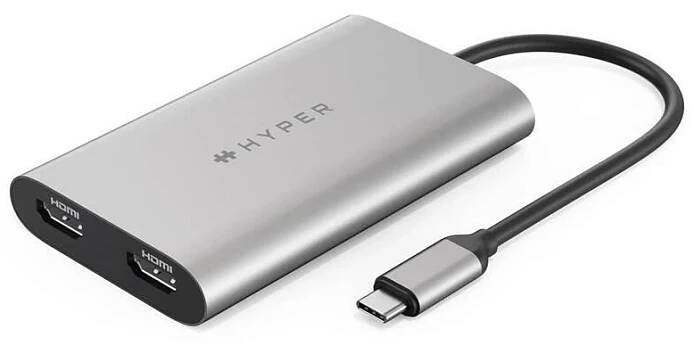 Redukce HyperDrive USB-C /2x HDMI (HY-HDM1-GL) stříbrná
