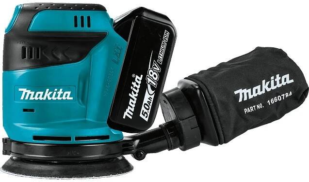 Makita aku excentrická bruska Li-ion LXT 18V/5,0Ah, Makpac, DBO180RTJ
