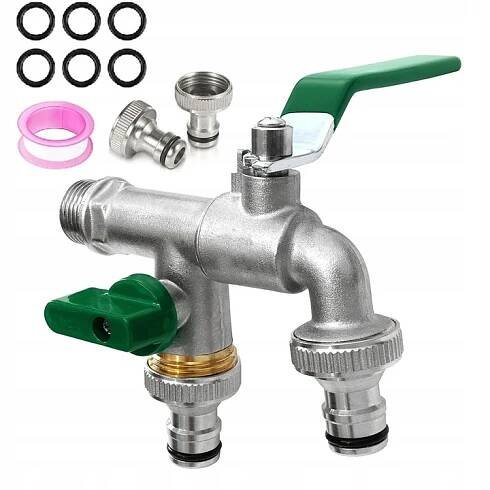 ZAHRADNÍ KOHOUTEK, DVOJITÝ ČERPACÍ VENTIL PRO HADICI 1/2"3/4"