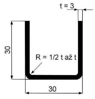 Jekl otevřený U 30×30×3 mm – 6 m