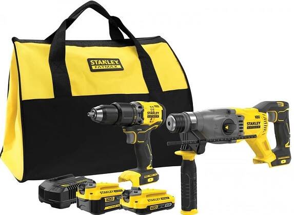 Kombo sada bezuhlíkového aku nářadí V20 18V 1x4,0Ah 1x2,0Ah Stanley FatMax SFMCK216MDS