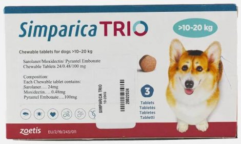 Buy Simparica Trio 24mg >1-20kg at a low price in online India on Petindioanline