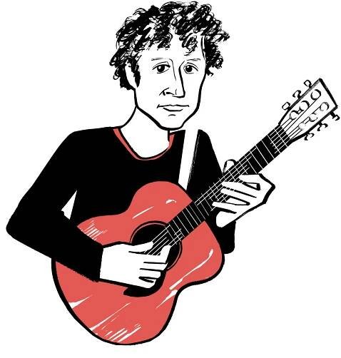 Sam Amidon playing the guitar.