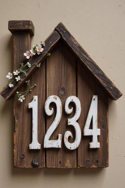 25 DIY House Number Sign: Easy & Stylish Ideas - Living Around The World in 2025 | House numbers diy, Wood crafts, Crafts